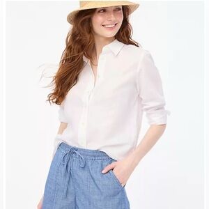 J. Crew Factory White Button Down Linen Shirt Medium NWOT